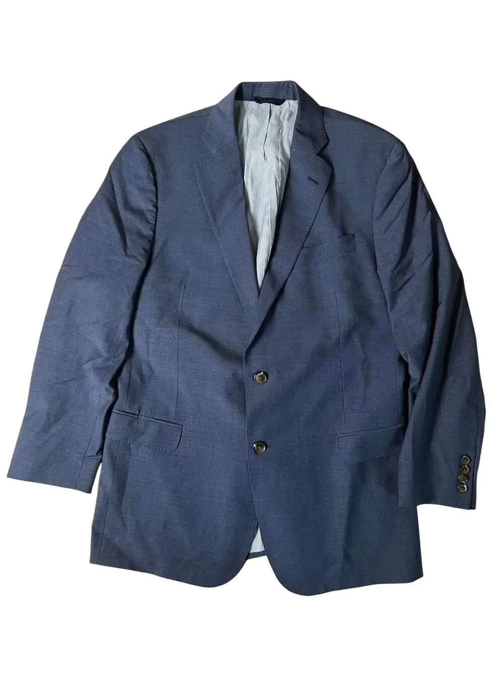 Blazer Mens 44 Blue Wool-Blend Flap Pocket Two-Button Notch Lapel Made In Egypt